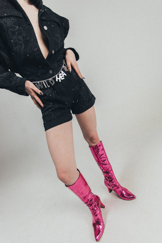 Cinturón con letras con baño en plata mil